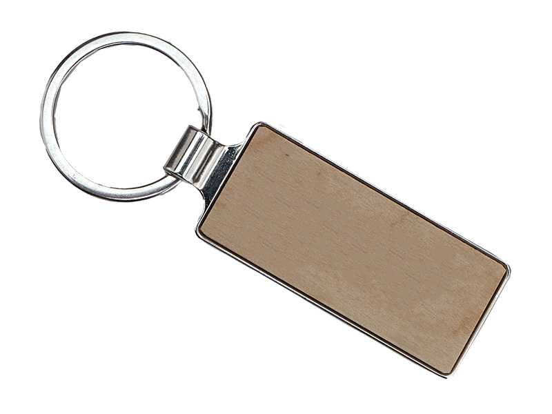 Metal keychain with bamboo pedant 5,5x0,5x2,5cm