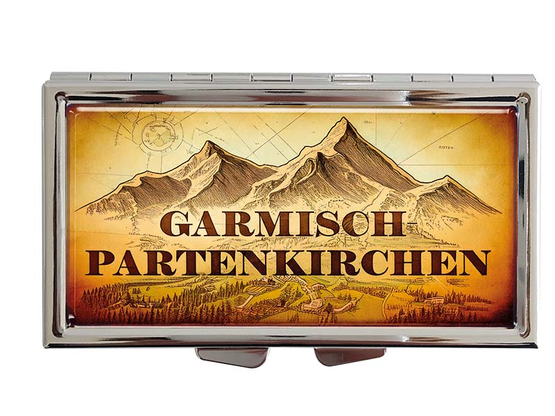 Souvenir Metall Pillendose Garmisch 8,5x4,5cm Souvenir Metall Pillendose Garmisch 8,5x4,5cm