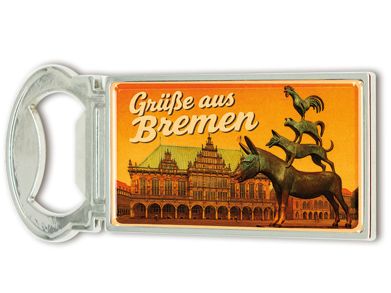 Souvenir Magnet Kapselheber aus Metall Bremen 3x9cm