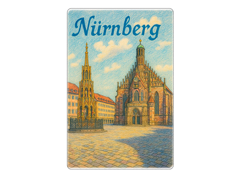 Souvenir Foto Magnet Steingut Nürnberg 6x4,5cm