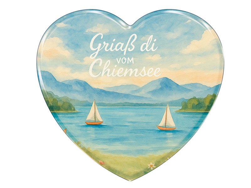 Souvenir Foto Magnet Herz Chiemsee 4x4cm