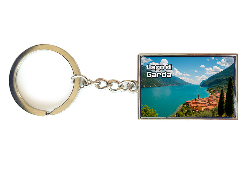 Souvenir Schlüsselanhänger rechteckig aus Metall Gardasee 3x10cm