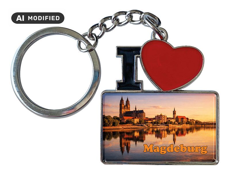 Souvenir Schlüsselanhänger Magdeburg aus Metall 11x4cm