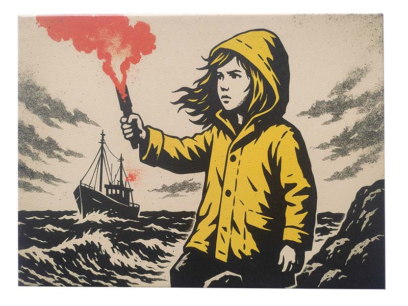 Canvas girl with beacon 40x30cm Canvas girl with beacon 40x30cm