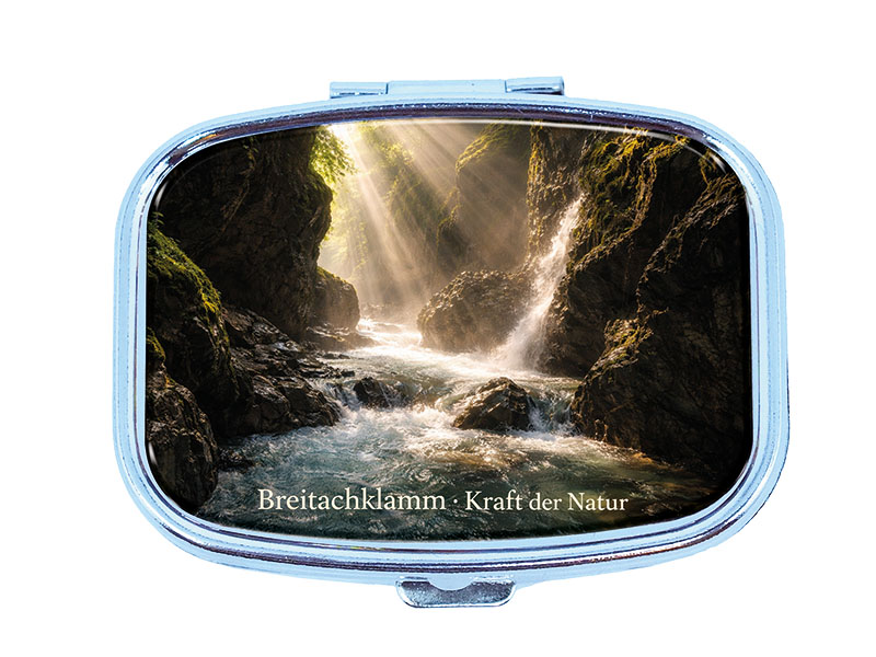 Souvenir Pillendose rechteckig aus Metall Oberstdorf 6x4,5cm