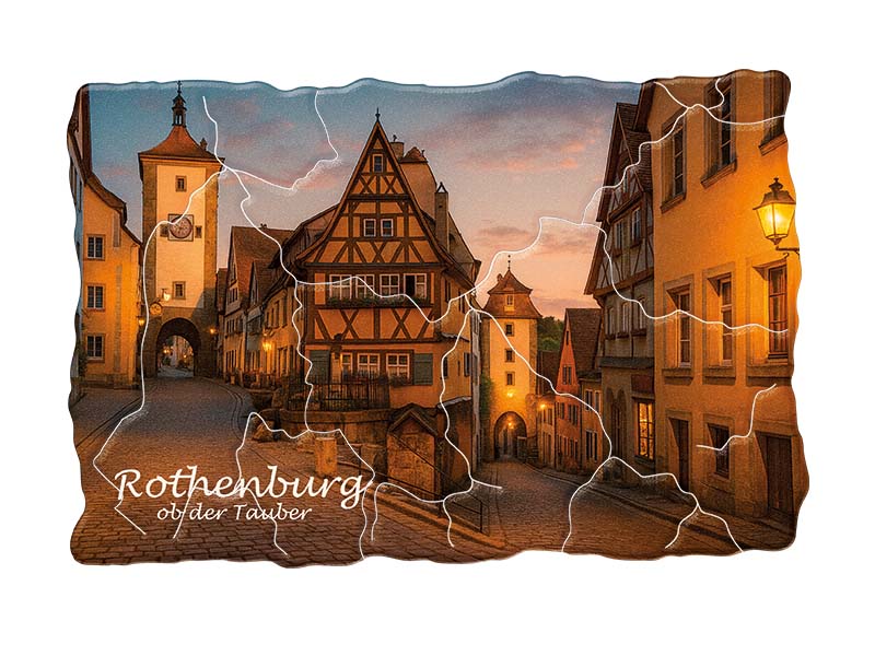 Souvenir Plastic magnet mosaic design Rothenburg 8x5cm