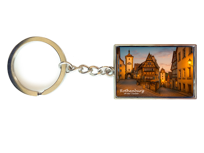 Souvenir Schlüsselanhänger rechteckig aus Metall Rothenburg 3x10cm Souvenir Schlüsselanhänger rechteckig aus Metall Rothenburg 3x10cm