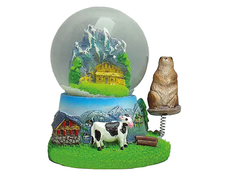 Glitzerkugel Alpin mit Murmel aus Poly 5x5x7cm   