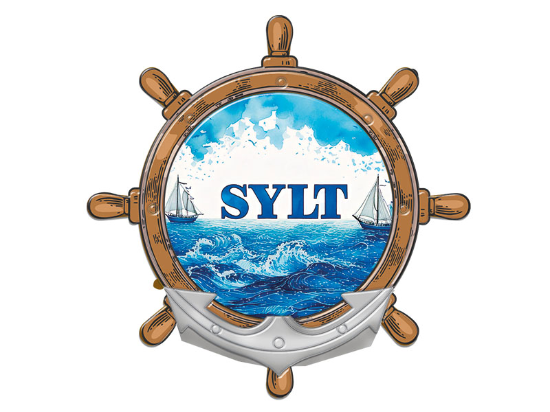 Souvenir Foto Magnet Steuerrad aus Kunststoff Sylt Ø8cm Souvenir Foto Magnet Steuerrad aus Kunststoff Sylt Ø8cm