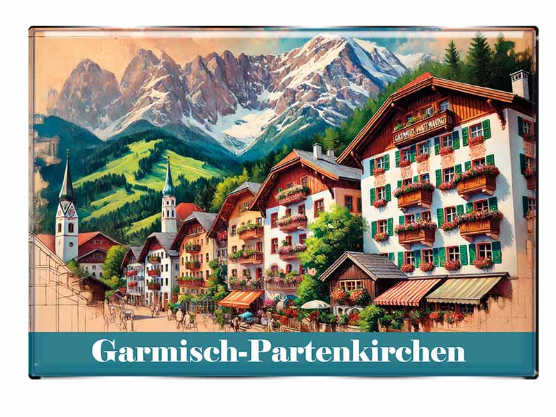 Souvenir Foto Magnet rechteckig Garmisch-Partenkirchen 8x5,5cm