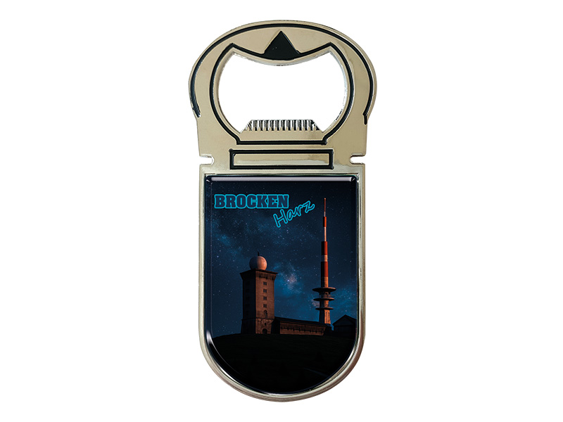 Souvenir Magnet Kapselheber aus Metall Brocken 4x9cm