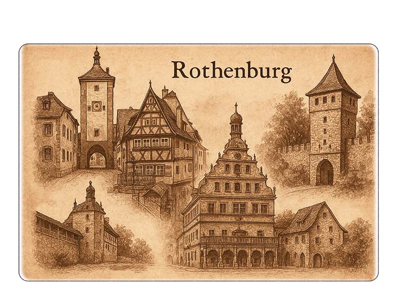 Souvenir Stoneware magnet Rothenburg 6x4,5cm