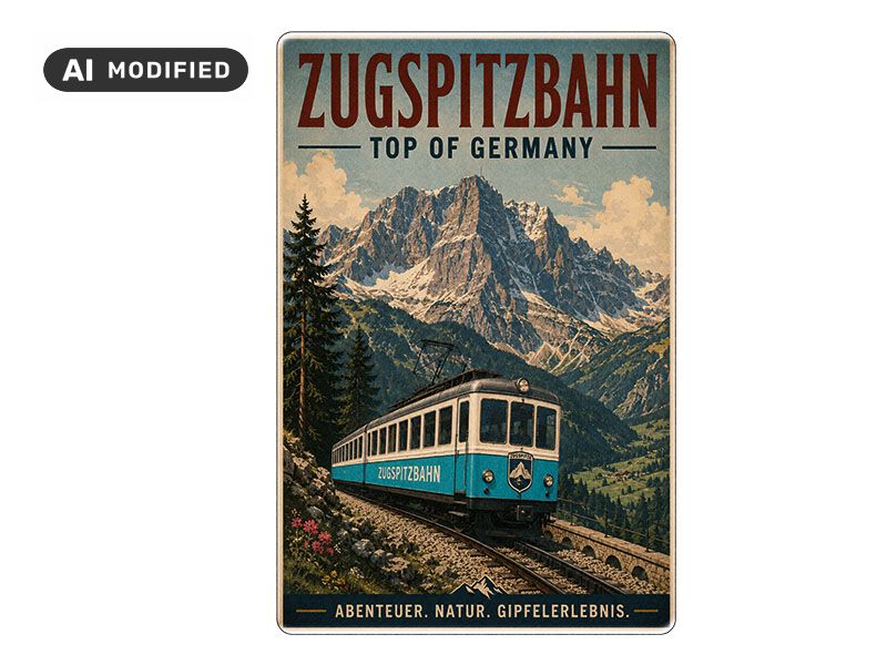Souvenir stoneware magnet Zugspitze 6x4,5cm