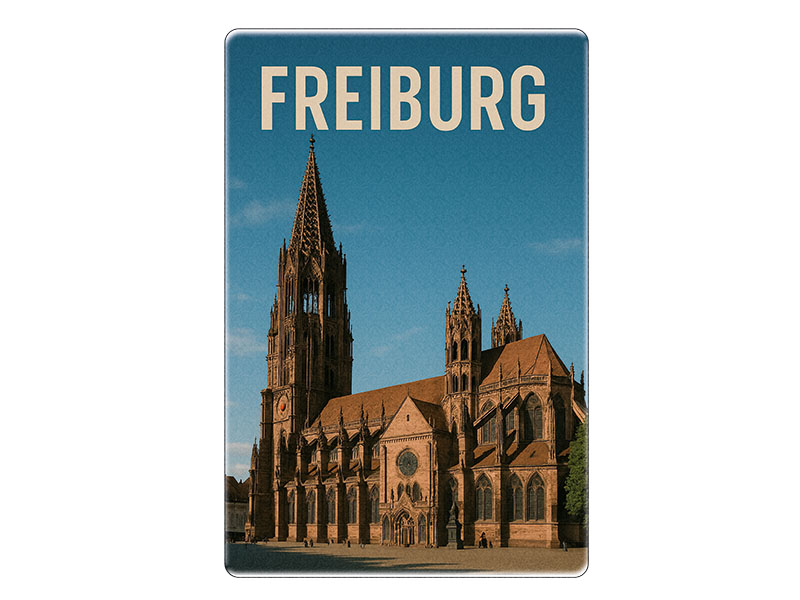Souvenir Foto Magnet Steingut Freiburg 6x4,5cm