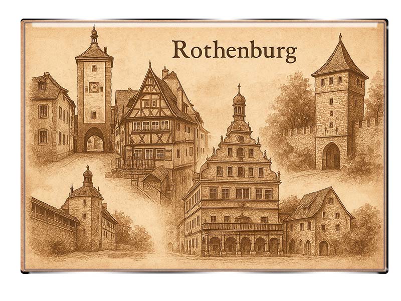 Souvenir Foto Magnet rechteckig Rothenburg 8x5,5cm Souvenir Foto Magnet rechteckig Rothenburg 8x5,5cm
