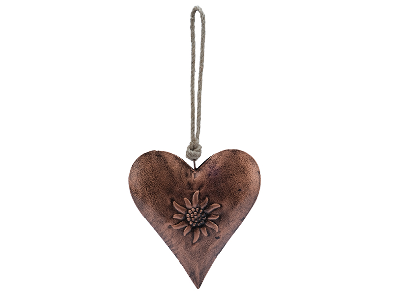 Metal heart with Edelweiss 22x4x25cm