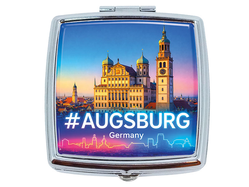 Souvenir Pillendose Augsburg aus Metall 6x5,5cm