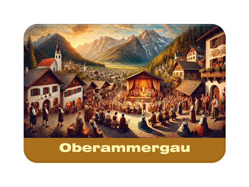 Souvenir Plastic photo magnet Oberammergau 8x5cm