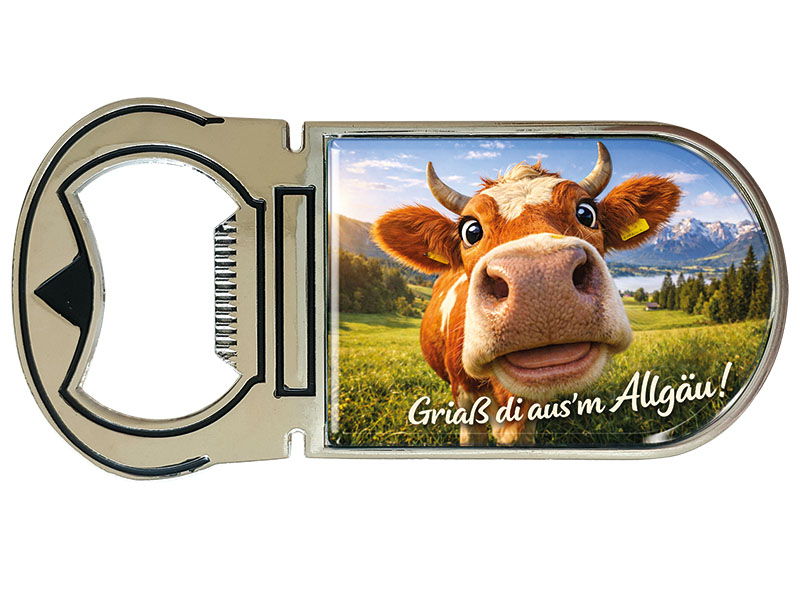 Souvenir Kapselheber Magnet Allgäu aus Metall 4x9cm