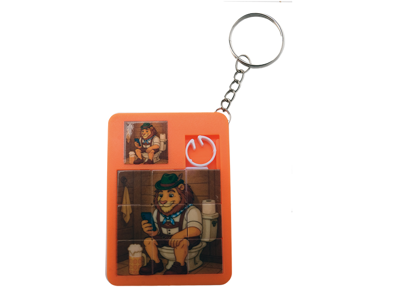 Schiebepuzzle Leopold auf Toilette aus Kunststoff 7x0,5x5cm