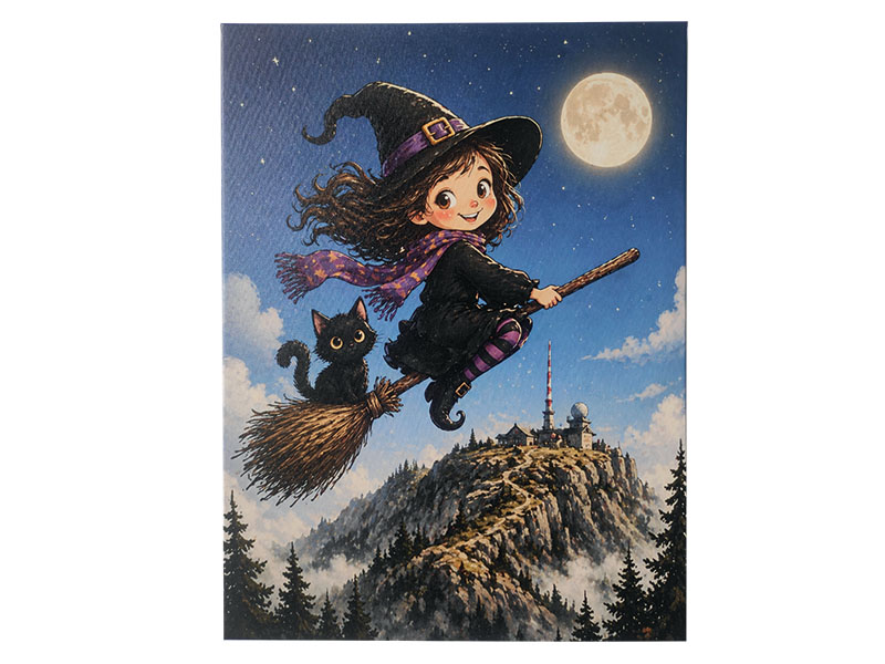 Leinwand kleine Harz Hexe 30x40cm