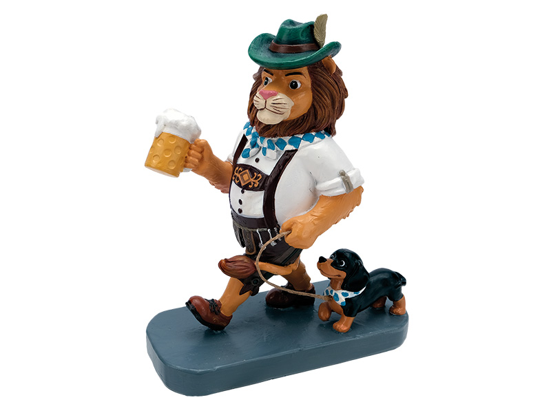 Löwe "Leopold" aus Poly mit Dackel 12x7,5x14cm   