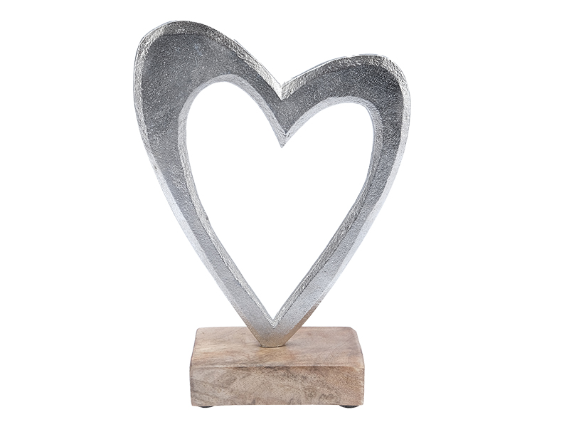 16055 Metall Herz auf Holzsockel