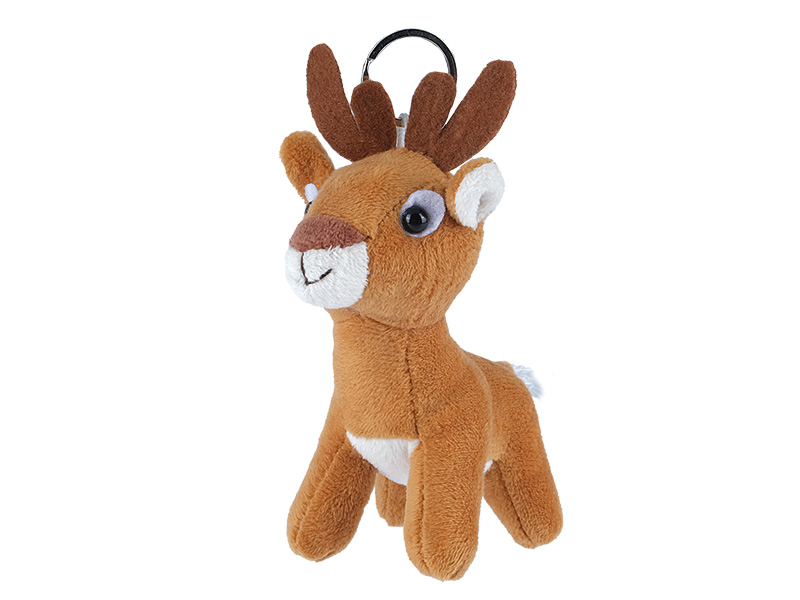 Hirsch aus Plüsch mit Schlüsselanhänger, 12x5x13cm    Hirsch aus Plüsch mit Schlüsselanhänger, 12x5x13cm