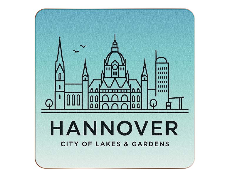 Souvenir Foto Untersetzer Hannover aus Holz 10x10cm