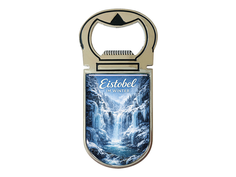 Souvenir Kapselheber Magnet Eistobel aus Metall 4x9cm