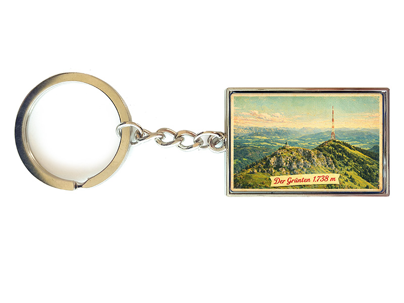 Souvenir Schlüsselanhänger Grünten aus Metall 3x10cm