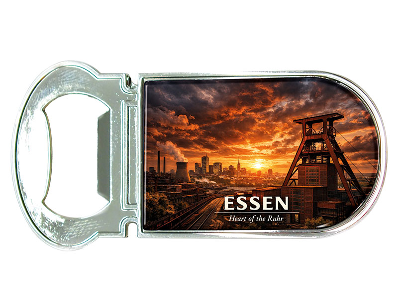 Souvenir Kapselheber Magnet Essen aus Metall 3x7cm
