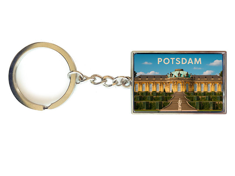 Souvenir Schlüsselanhänger rechteckig aus Metall Potsdam 3x10cm