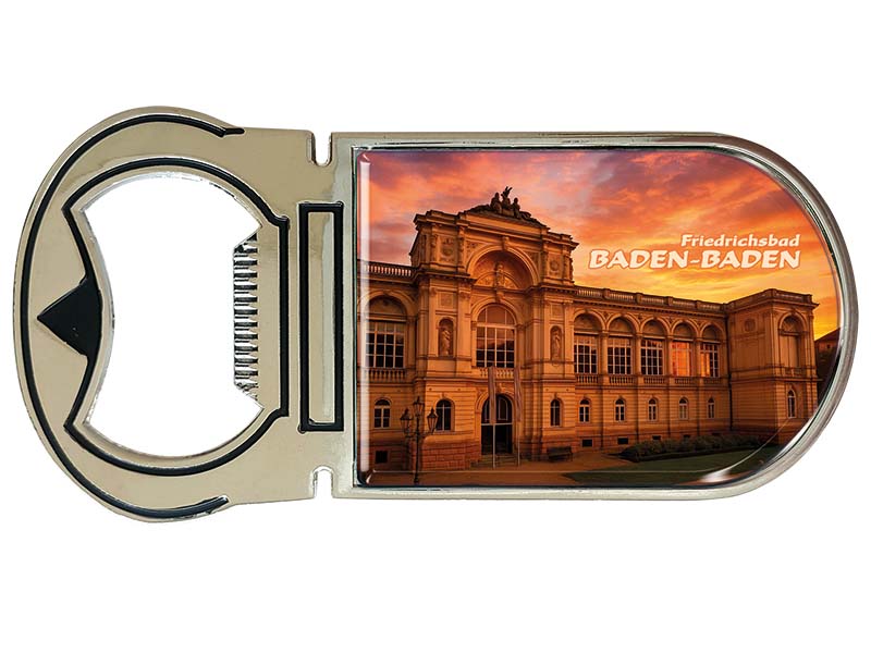Souvenir Kapselheber Magnet Baden-Baden aus Metall 4x9cm
