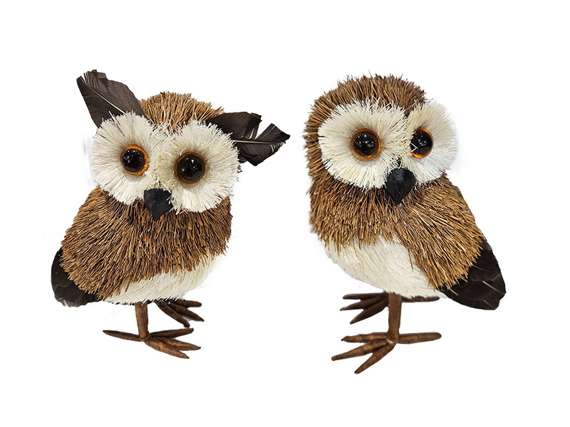 Eule in Strohoptik 10x8x14cm    Eule in Strohoptik 10x8x14cm