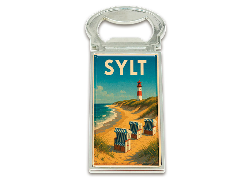 Souvenir Magnet Kapselheber aus Metall Sylt 3x9cm Souvenir Magnet Kapselheber aus Metall Sylt 3x9cm