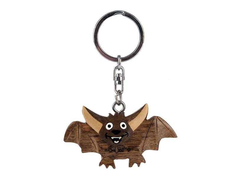 Wooden bat 6,5x1x3,5cm, with keychain