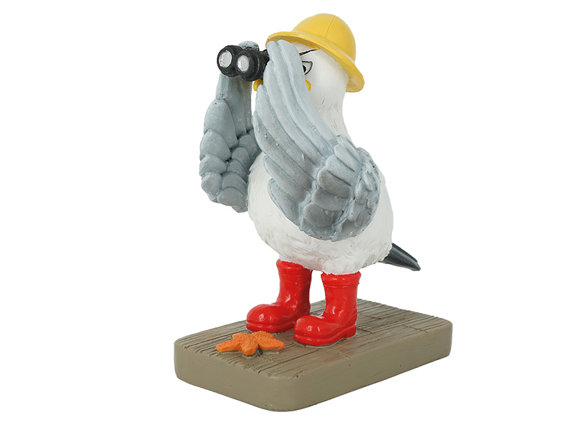 Möwe "Seefried" mit Fernglas aus Poly 10x6,5x13cm   
