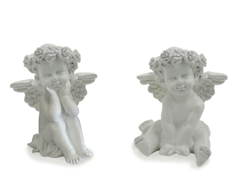 17522 Poly Engel mit Blumenkranz