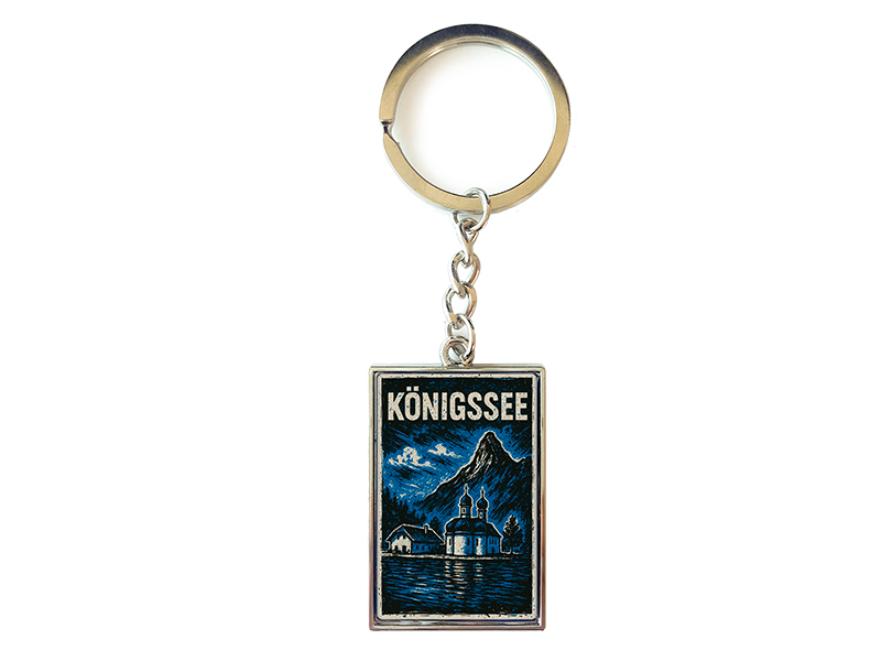 Souvenir Schlüsselanhänger rechteckig aus Metall Königssee 3x10cm