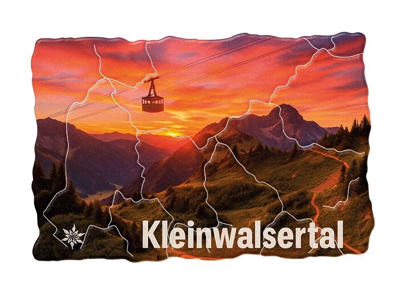 Souvenir Plastic magnet mosaic design Kleinwalsertal 8x5cm