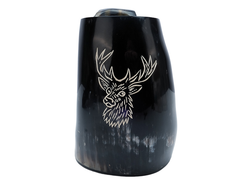 Horn deco jug with deer 15cm