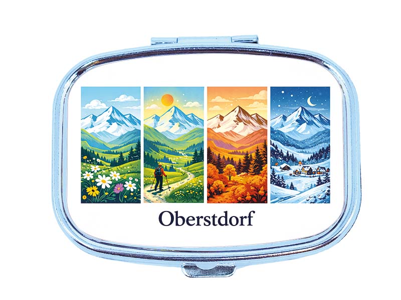 Souvenir Pillendose Oberstdorf aus Metall 6x4,5cm