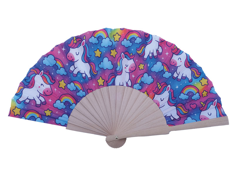 Fächer aus Holz mit Einhorn 46x23x3cm