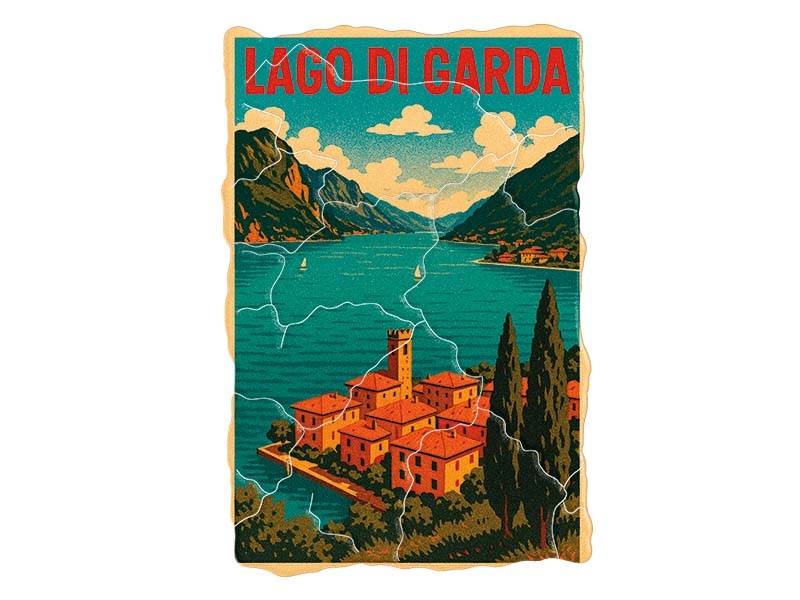 Souvenir Foto Kunststoff Magnet Gardasee 8x5cm