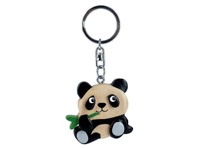 Panda aus Holz mit Schlüsselanhänger, 4,5x1x4,5cm   