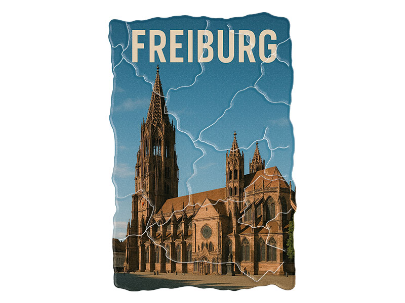 Souvenir Foto Kunststoff Magnet Freiburg 8x5cm