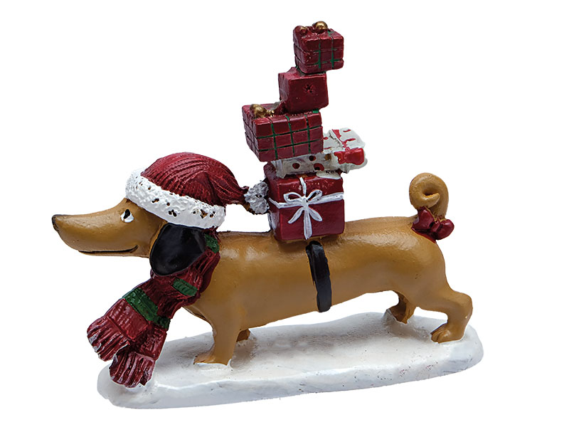 18128 Poly Dackel mit Gechenken