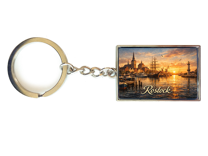 Souvenir Schlüsselanhänger Rostock aus Metall 10x3cm