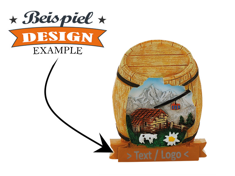 Poly barrel with alpine landscape 5,5x0,5x7,5cm   